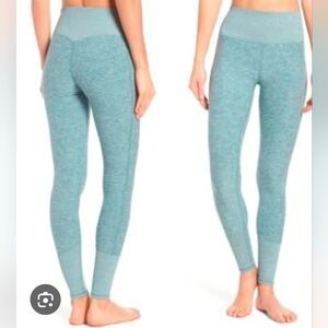 Alo Yoga High Waist Soft Lounge Leggings Teal Heather XS Ribbed Cuff Coz